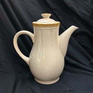 Teapot by Crown Manor, handpainted speckled, ivory and ochre, craftsman vibe